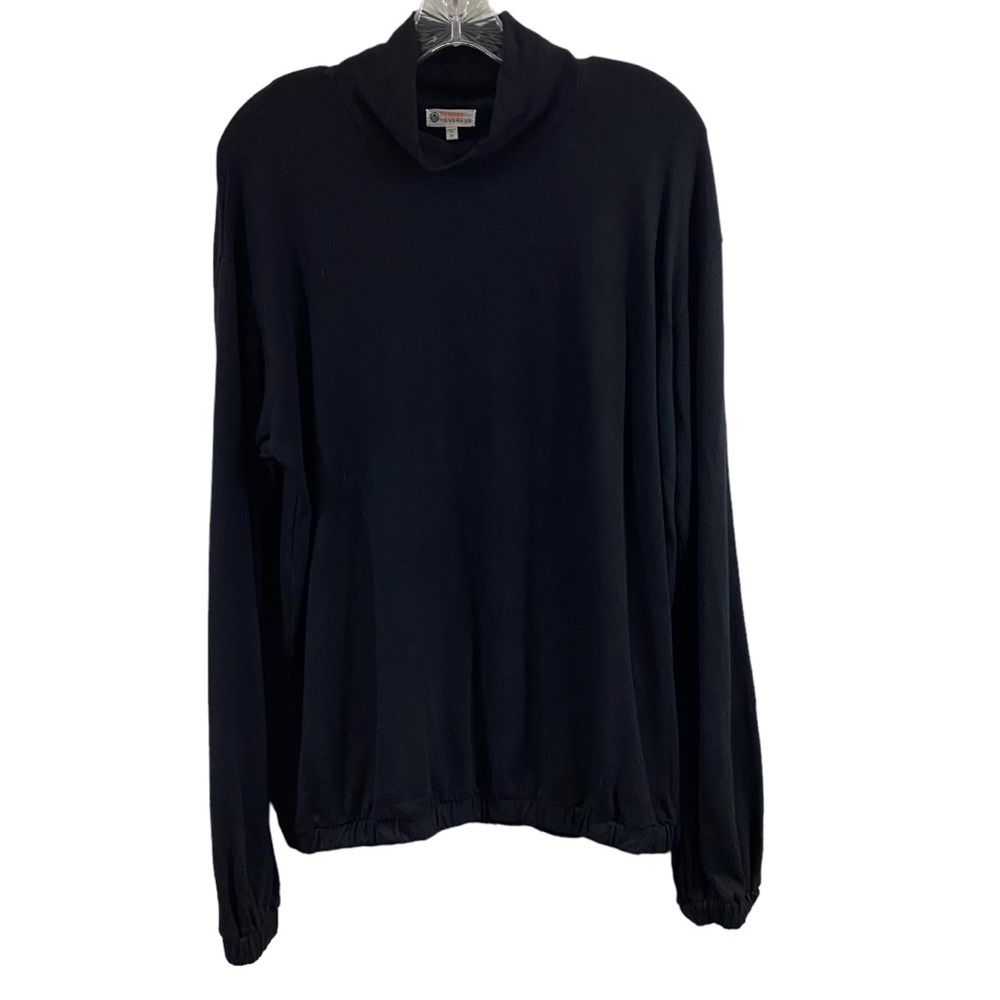 Evereve Sundry Mock Neck Pullover Sundry Black Soft Cozy Oversized Sz 0 XS